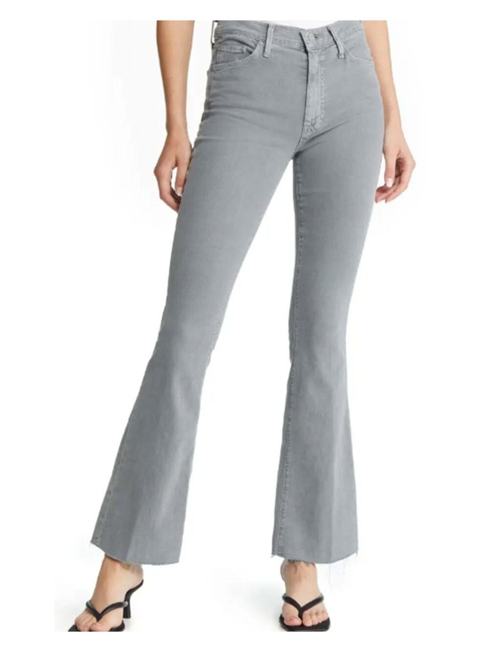 NWT MOTHER The Weekender Fray Flared Jeans - Lead Grey - Size 26